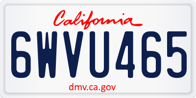CA license plate 6WVU465
