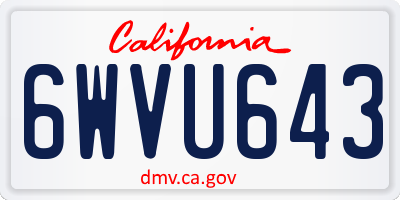 CA license plate 6WVU643