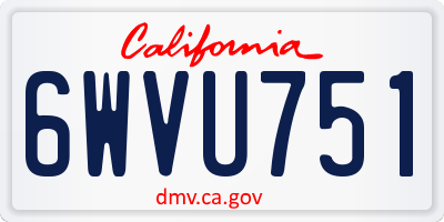 CA license plate 6WVU751