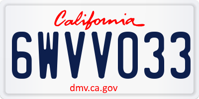 CA license plate 6WVV033
