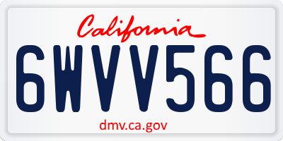 CA license plate 6WVV566