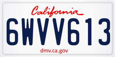 CA license plate 6WVV613