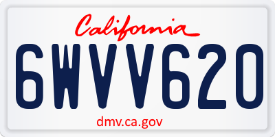 CA license plate 6WVV620