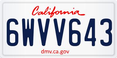 CA license plate 6WVV643