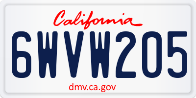 CA license plate 6WVW205