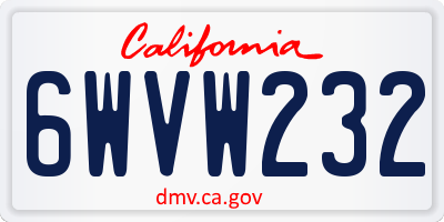 CA license plate 6WVW232
