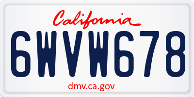 CA license plate 6WVW678