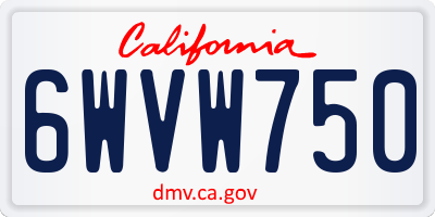 CA license plate 6WVW750