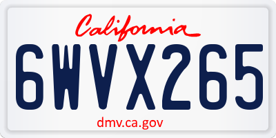 CA license plate 6WVX265