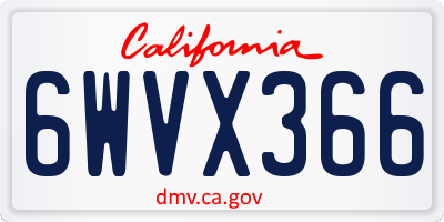 CA license plate 6WVX366