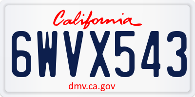 CA license plate 6WVX543