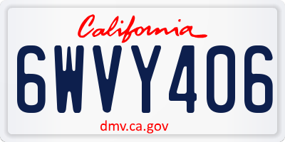 CA license plate 6WVY406