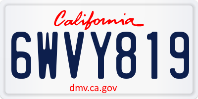 CA license plate 6WVY819