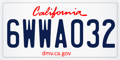 CA license plate 6WWA032
