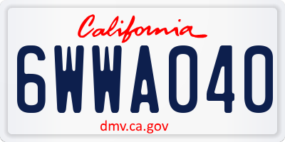 CA license plate 6WWA040