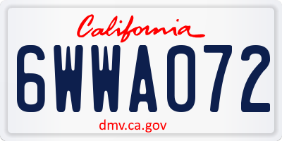 CA license plate 6WWA072