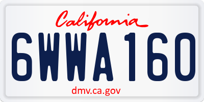 CA license plate 6WWA160
