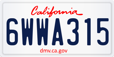 CA license plate 6WWA315