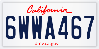 CA license plate 6WWA467