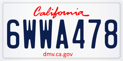 CA license plate 6WWA478