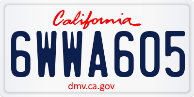 CA license plate 6WWA605