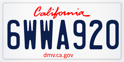 CA license plate 6WWA920