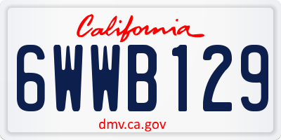 CA license plate 6WWB129