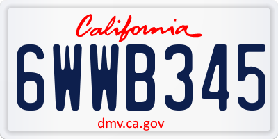 CA license plate 6WWB345