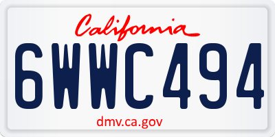 CA license plate 6WWC494