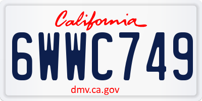 CA license plate 6WWC749
