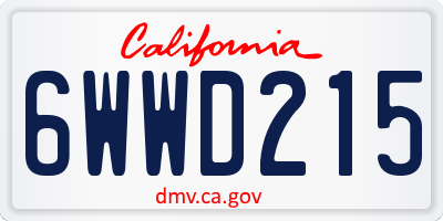 CA license plate 6WWD215