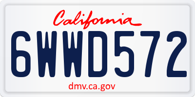 CA license plate 6WWD572