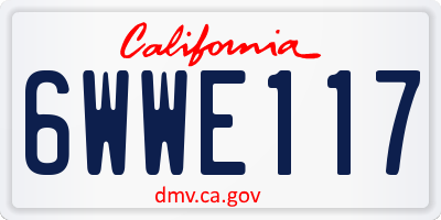 CA license plate 6WWE117