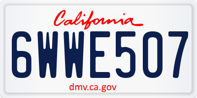 CA license plate 6WWE507