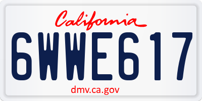 CA license plate 6WWE617