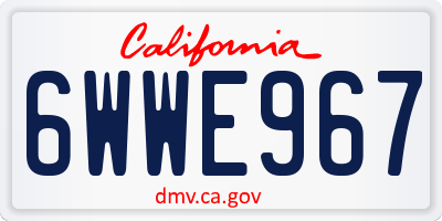CA license plate 6WWE967