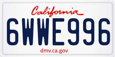 CA license plate 6WWE996