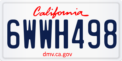 CA license plate 6WWH498