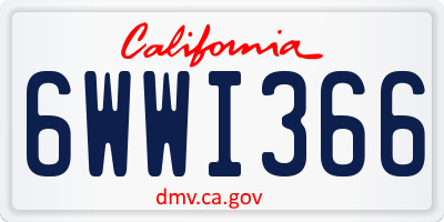 CA license plate 6WWI366