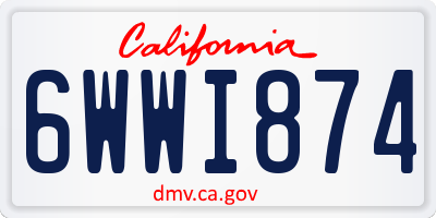 CA license plate 6WWI874