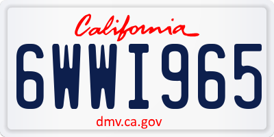 CA license plate 6WWI965