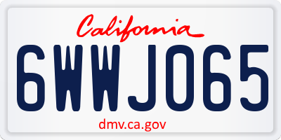 CA license plate 6WWJ065