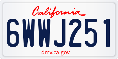 CA license plate 6WWJ251