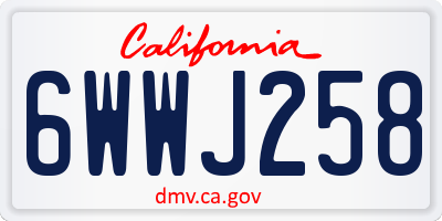 CA license plate 6WWJ258