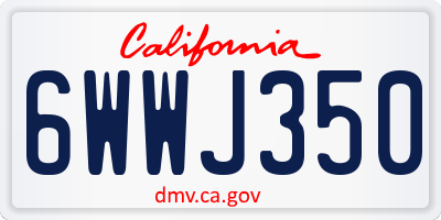CA license plate 6WWJ350