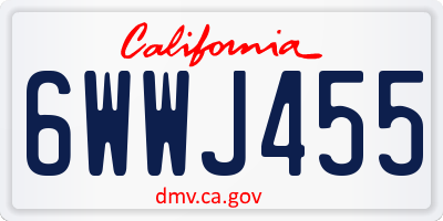 CA license plate 6WWJ455