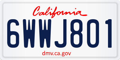 CA license plate 6WWJ801