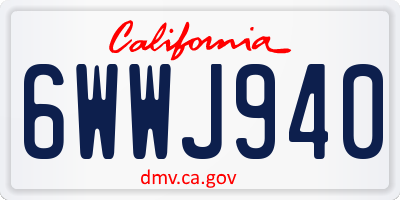 CA license plate 6WWJ940