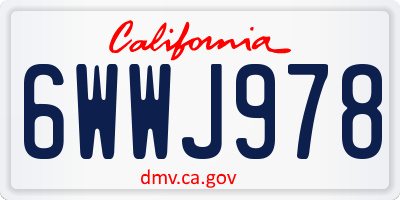 CA license plate 6WWJ978