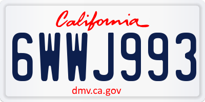 CA license plate 6WWJ993